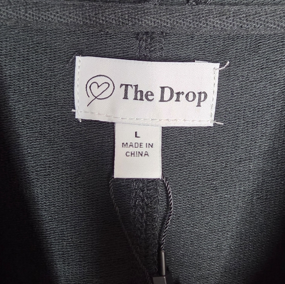 NWT The Drop Black Iona Long Sleeve Hooded Mini Sweatshirt Dress Size Large - Picture 3 of 6